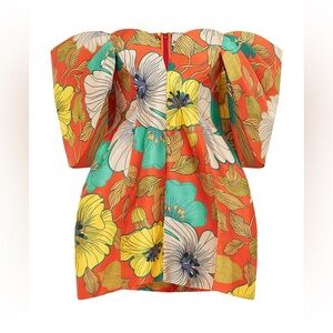 Alémais Piato Off-The-Shoulder Floral-Satin Mini Dress